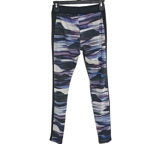 PUMA Leggings Abstract Striped Black Blue Activewear Workout Womens Size S - Picture 5 of 6